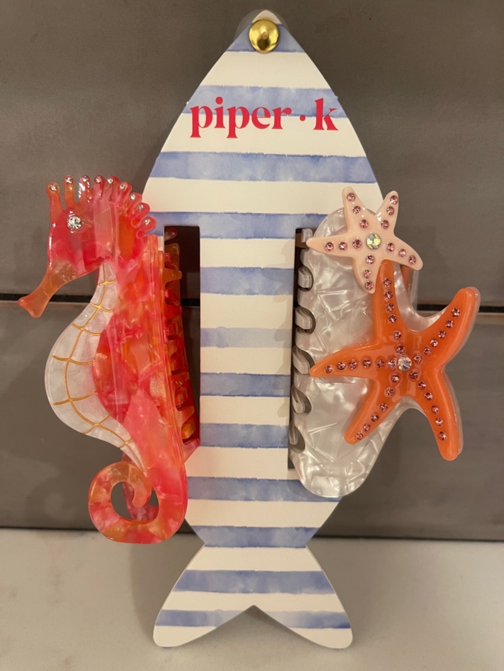 🧡Piper K Coral🪸 Seahorse & Starfish Hair Clips - New with Tags
